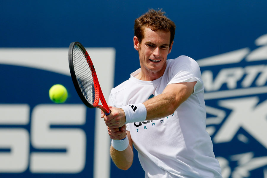 Andy Murray practices ahead of his US Open title defence