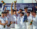 The England team celebrate winning The 2013 Ashes series