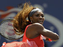 Serena Williams on her way to an easy win over Galina Voskoboeva