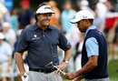Phil Mickelson and Tiger Woods have a conversation