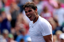 Rafael Nadal shouts in delight after reaching the fourth round