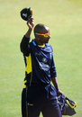 Dimitri Mascarenhas acknowledges the crowd at the Ageas Bowl for the final time