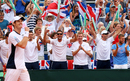 Andy Murray's team-mates erupt after he seals victory