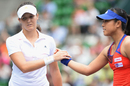 Laura Robson shakes hands with Ayumi Morita after their women's singles first round match