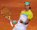 Rafael Nadal celebrates winning a point