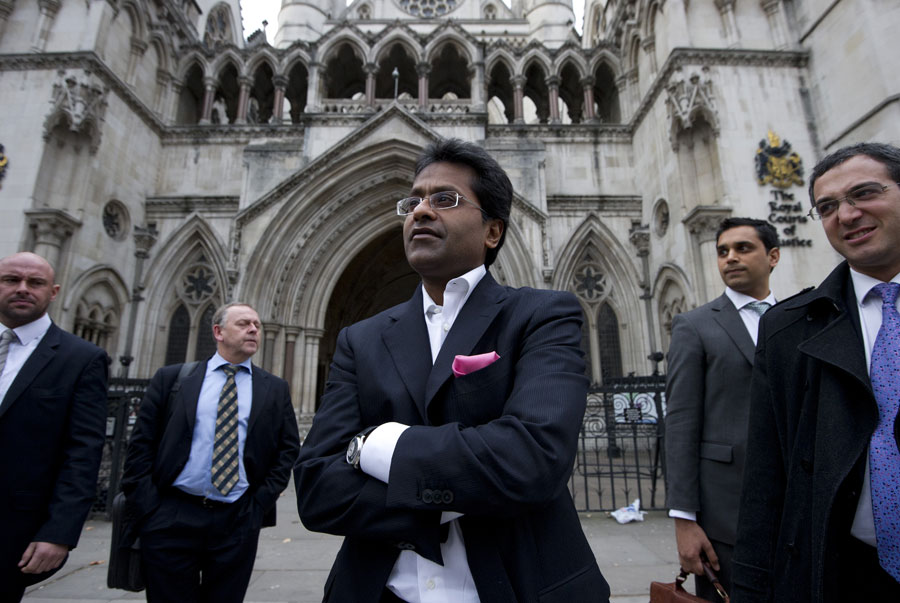 Lalit Modi outside the High Court in London