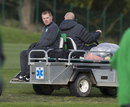 Neil Lennon gets a lift during Celtic training