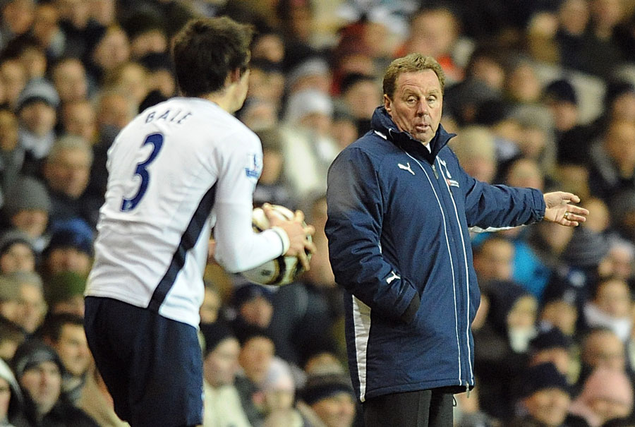 Harry Redknapp gives instructions to Gareth Bale
