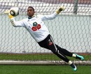 South African keeper Itumeleng Khune  makes a save 