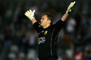 Mark Bosnich reacts during the game