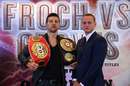 Carl Froch and George Groves pose for the camera ahead of their super-middleweight title fight