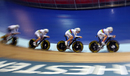 Dani King, Elinor Barker, Joanna Rowsell and Laura Trott on their way to winning gold and setting a new world record