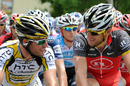 Mark Cavendish and Lance Armstrong ride during the second stage