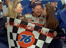 Dale Earnhardt gets a kiss from his wife Teresa after winning the Busch Clash