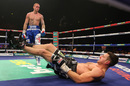 George Groves floors Carl Froch in the first round