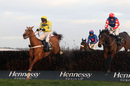 Triolo D'Alene and Rocky Creek jump the last in the Hennessy Gold Cup