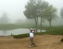 Pablo Larrazabal plays a bunker shot during practice