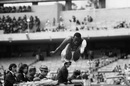 Bob Beamon breaks the long jump record at the 1968 Mexico Olympics