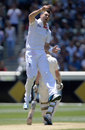 James Anderson leaps to celebrate his dismissal of Michael Clarke