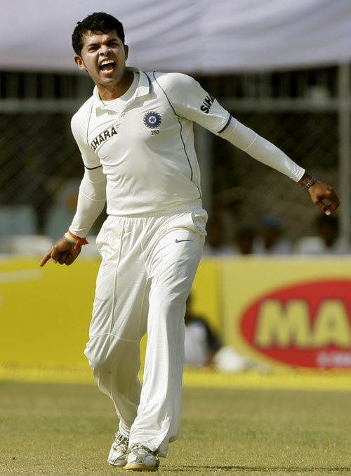 Sreesanth celebrates one of his wickets