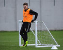 Steven Gerrard takes some time out during training
