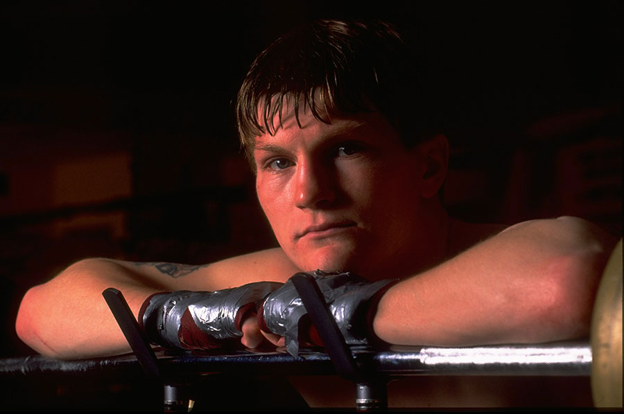 A young Ricky Hatton during training