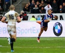 Gael Fickou scores the winning try for France late on against England