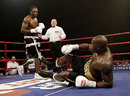 Audley Harrison knocks down Julius Francis in their World Boxing Foundation title fight