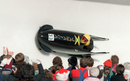 The Jamaican two man bobsleigh team of Dudley Stokes and Michael White are cheered on