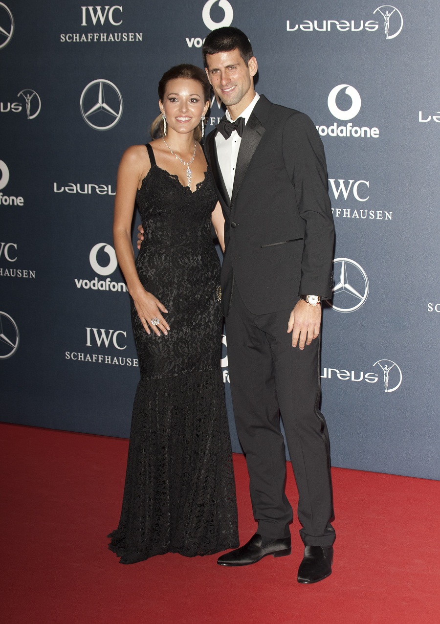 Novak Djokovic poses with his fiancée Jelena Ristic 