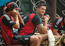 Kevin Pietersen and Alastair Cook at nets