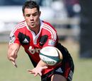 Dan Carter takes a pass during a Crusaders training session