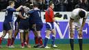 France celebrate Yoann Huget's try