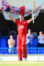 Michael Lumb takes the applause for his century