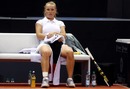 Caroline Wozniacki looks dejected during her match