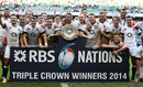 England celebrate securing the Triple Crown at Twickenham