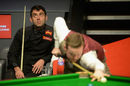 Ronnie O'Sullivan doesn't know where to look as Shaun Murphy plays a shot