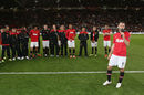 Ryan Giggs speaks to the Old Trafford crowd
