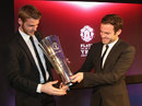 David de Gea presented with the Manchester United Players' Player of the Season award by Juan Mata