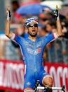 FDJ.fr's Nacer Bouhanni celebrates winning stage four at the Giro d'Italia, becoming the first Frenchman to win a Giro stage in three years
