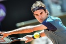 Roger Federer in action against Jeremy Chardy