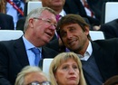 Sir Alex Ferguson speaks to Juventus coach Antonio Conte at the Europa League final