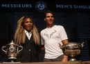 Serena Williams and Rafael Nadal pose with their French Open trophies
