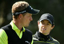 Luke Donald and Rory McIlroy chat during the third round