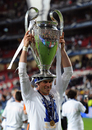 Gareth Bale lifts the Champions League trophy