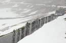 The peloton makes its way up the Stelvio Pass during the 16th stage of the Giro d'Italia
