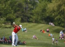 Rory McIlroy hits his second shot on the fifth hole during the first round of the Memorial Tournament 