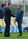 Prime Minister David Cameron talks to England manager Roy Hodgson 