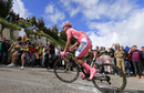 Nairo Quintana competes during the uphill time trial in the 19th stage of the Giro d'Italia