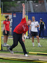 Andrew Flintoff was back in the nets at Old Trafford
